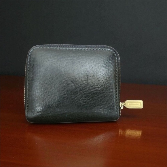 COACH VINTAGE SONOMA BLACK PEBBLE LEATHER ZIP AROUND COIN/CARD CASE WALLET - Picture 8 of 10